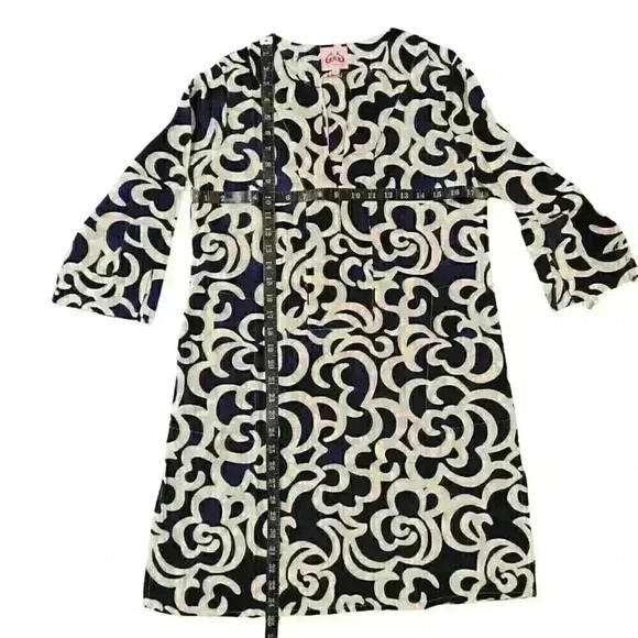 Le Sirenuse by J.Crew 100% Cotton 3/4 Sleeve V-Neck Patterned Dress $150 - Picture 9 of 14